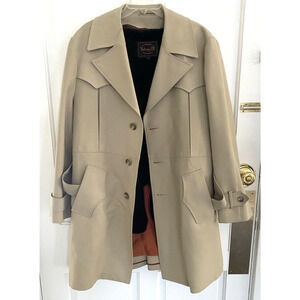 VTG Botany 500 Men's 42 Trench Coat Raincoat Zip Out Faux Fur Liner Tan (large)